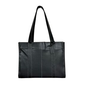 ICON Sophisticated Black Faux Leather Padded Computer Tote Bag, NWOT